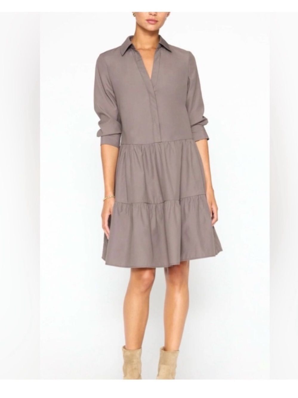 Brochu Walker X-Small Havana Mini Dress Tiered Brown